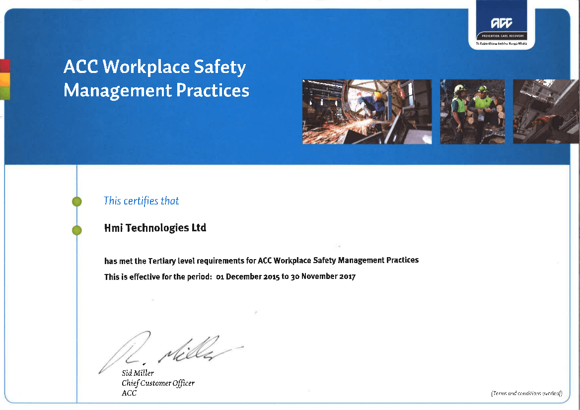 ACC Certification for Workplace Safety Management Practices